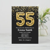 glitter gouden ballon voor een 55e verjaardag kaart (Staand voorkant)