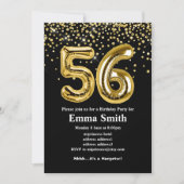 glitter gouden ballon voor een 56e verjaardag kaart (Voorkant)