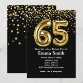 glitter gouden ballon voor een 65e verjaardag kaart (Voorkant / Achterkant)