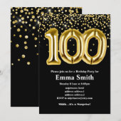 glitter gouden ballon voor het 100ste verjaardagsf kaart (Voorkant / Achterkant)