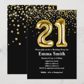 glitter gouden ballon voor het 21ste verjaardagsfe kaart (Voorkant / Achterkant)