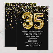 glitter gouden ballon voor het 35e verjaardag kaart (Voorkant / Achterkant)