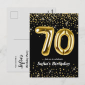 glitter gouden ballon voor het 70ste verjaardagsfe briefkaart (Voorkant / Achterkant)
