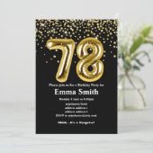 glitter gouden ballon voor het 78ste verjaardagsfe kaart (Staand voorkant)