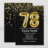 glitter gouden ballon voor het 78ste verjaardagsfe kaart (Voorkant / Achterkant)