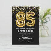 glitter gouden ballon voor het 85e verjaardag kaart (Staand voorkant)