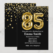 glitter gouden ballon voor het 85e verjaardag kaart (Voorkant / Achterkant)