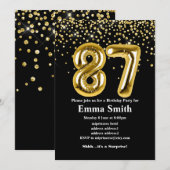 glitter gouden ballon voor het 87e verjaardag kaart (Voorkant / Achterkant)