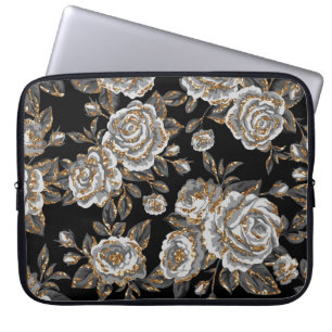Glitter Gouden Bloemen: Sparkle . Laptop Sleeve