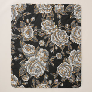 Glitter Gouden Bloemen: Sparkle . Sherpa Deken