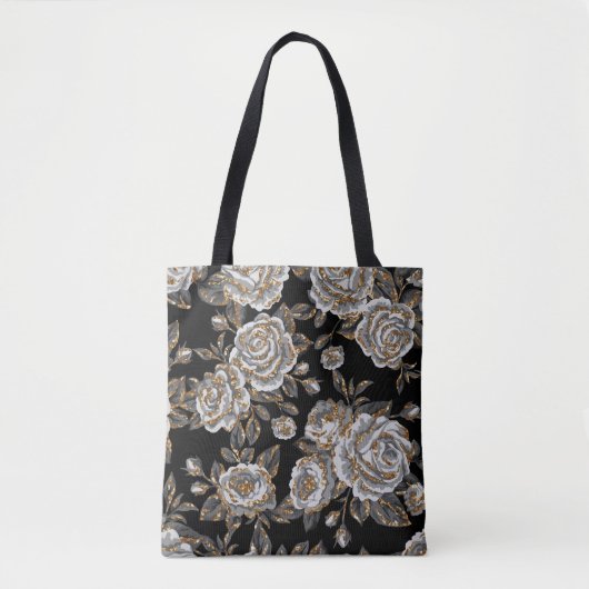 Glitter Gouden Bloemen: Sparkle . Tote Bag (Voorkant)