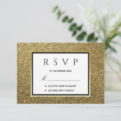 Glitter Gouden Bruiloft RSVP Kaartje (Staand voorkant)