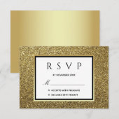 Glitter Gouden Bruiloft RSVP Kaartje (Voorkant / Achterkant)