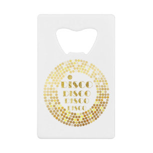 glitter, gouden disco bal creditkaart flessenopener