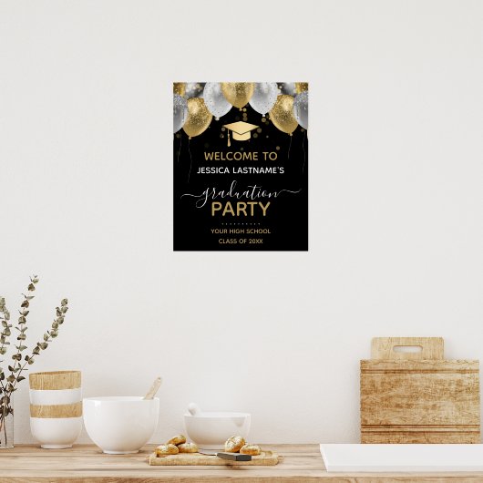 Glitter-gouden en zwarte ballonnen poster (Keuken)