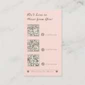 Glitter Gouden Hart Blush Roze & Grijs Dank u Visitekaartje (Achterkant)