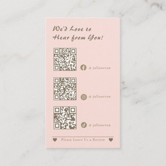 Glitter Gouden Hart Blush Roze & Grijs Dank u Visitekaartje (Achterkant)