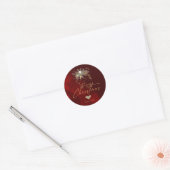Glitter Gouden Hart, Kerst Ornamenten Branch Rood Ronde Sticker (Envelop)