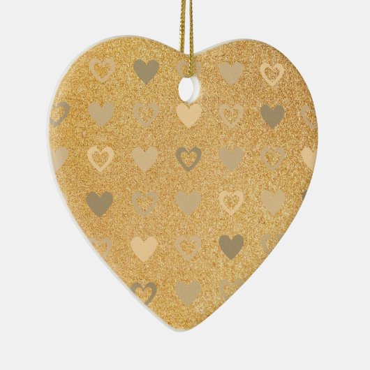 glitter / gouden harten keramisch ornament (Rechts)