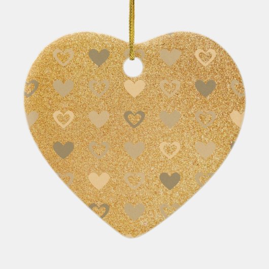 glitter / gouden harten keramisch ornament (Achterkant)