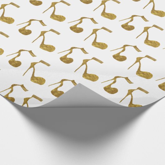Glitter Gouden Hoge Hak Schoenen Cadeaupapier (Hoek)