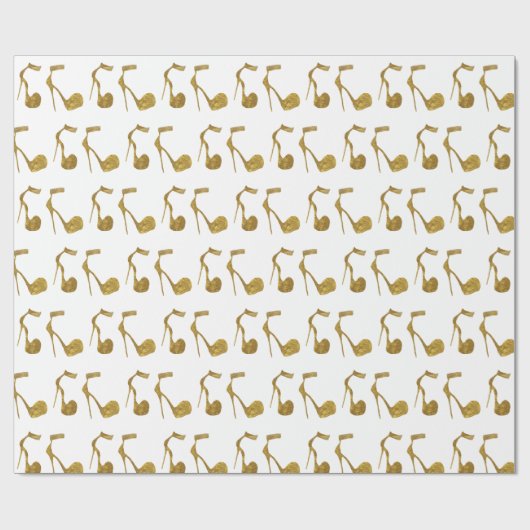 Glitter Gouden Hoge Hak Schoenen Cadeaupapier (Vlak)