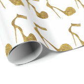 Glitter Gouden Hoge Hak Schoenen Cadeaupapier (Rol Hoek)
