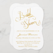 Glitter Gouden Kalligrafie Bruids Douche Uitnodigi Kaart (Voorkant / Achterkant)