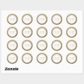 Glitter Gouden Monogram Bruiloft Ronde Sticker (Vel)