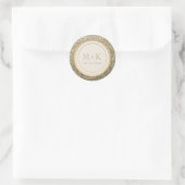Glitter Gouden Monogram Bruiloft Ronde Sticker (Tas)
