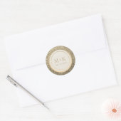 Glitter Gouden Monogram Bruiloft Ronde Sticker (Envelop)