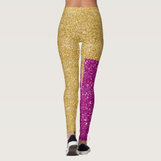 Glitter Gouden Paarse Leggings (Achterkant)