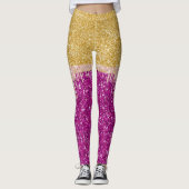 Glitter Gouden Paarse Leggings (Voorkant)