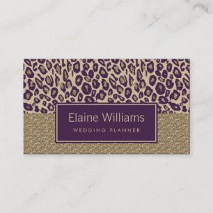 glitter gouden paarse Leopard print chique Kaarten Visitekaartje