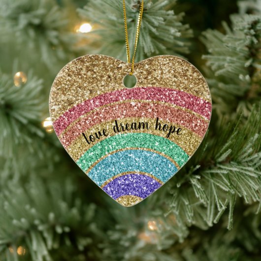 Glitter gouden regenboog keramisch ornament (Boom)
