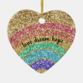 Glitter gouden regenboog keramisch ornament (Voorkant)