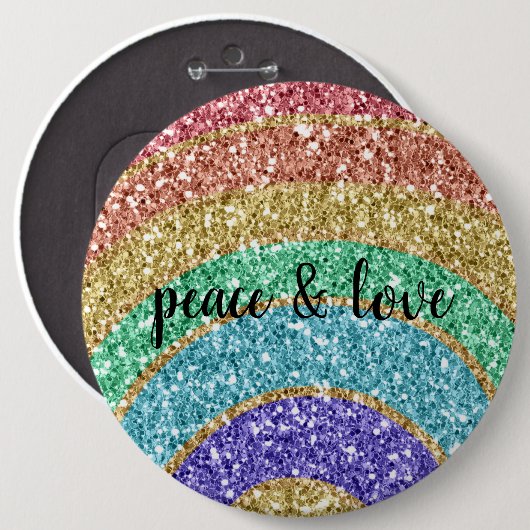 Glitter-gouden regenboog ronde button 6,0 cm (Voorkant /achterkant)