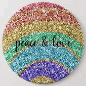 Glitter-gouden regenboog ronde button 6,0 cm (Voorkant)