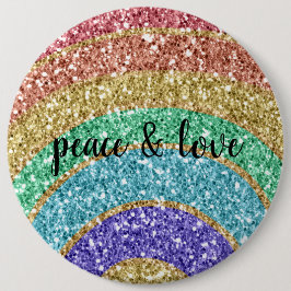 Glitter-gouden regenboog ronde button 6,0 cm