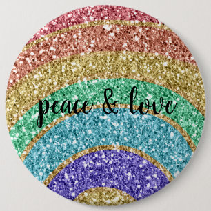 Glitter-gouden regenboog ronde button 6,0 cm