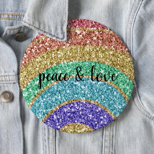 Glitter-gouden regenboog ronde button 6,0 cm (In situ)