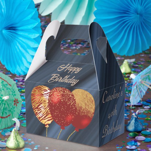 Glitter & Gouden Rode Ballonnen 40e Verjaardag Bedankdoosjes (Feest)