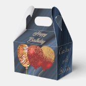 Glitter & Gouden Rode Ballonnen 40e Verjaardag Bedankdoosjes (Voorkant Zijde)