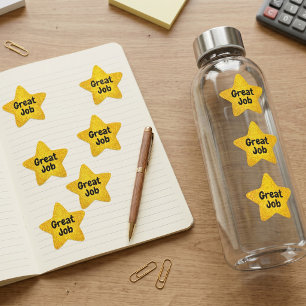 Glitter Gouden Ster Met Aangepaste Bericht Textuur Sticker