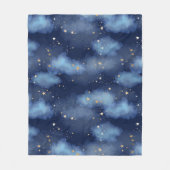 Glitter Gouden Sterren Donkerblauw Hemelpatroon Fleece Deken (Voorkant)
