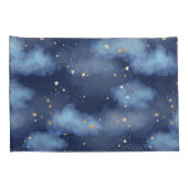 Glitter Gouden Sterren Donkerblauw Hemelpatroon Kussensloop (Achterkant-Rechts)