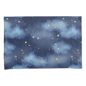 Glitter Gouden Sterren Donkerblauw Hemelpatroon Kussensloop (Voorkant-Rechts)