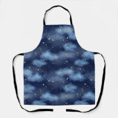 Glitter Gouden Sterren Donkerblauw Hemelpatroon Schort (Voorkant)