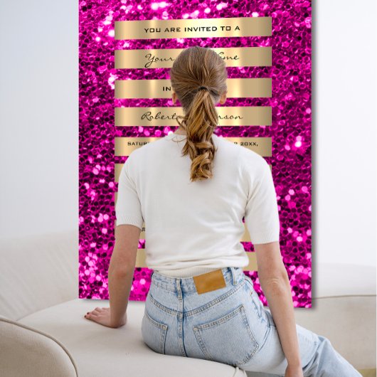 Glitter Gouden Strepen Champagne Blush Roze Fuchsi Kaart