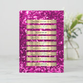 Glitter Gouden Strepen Champagne Blush Roze Fuchsi Kaart (Staand voorkant)